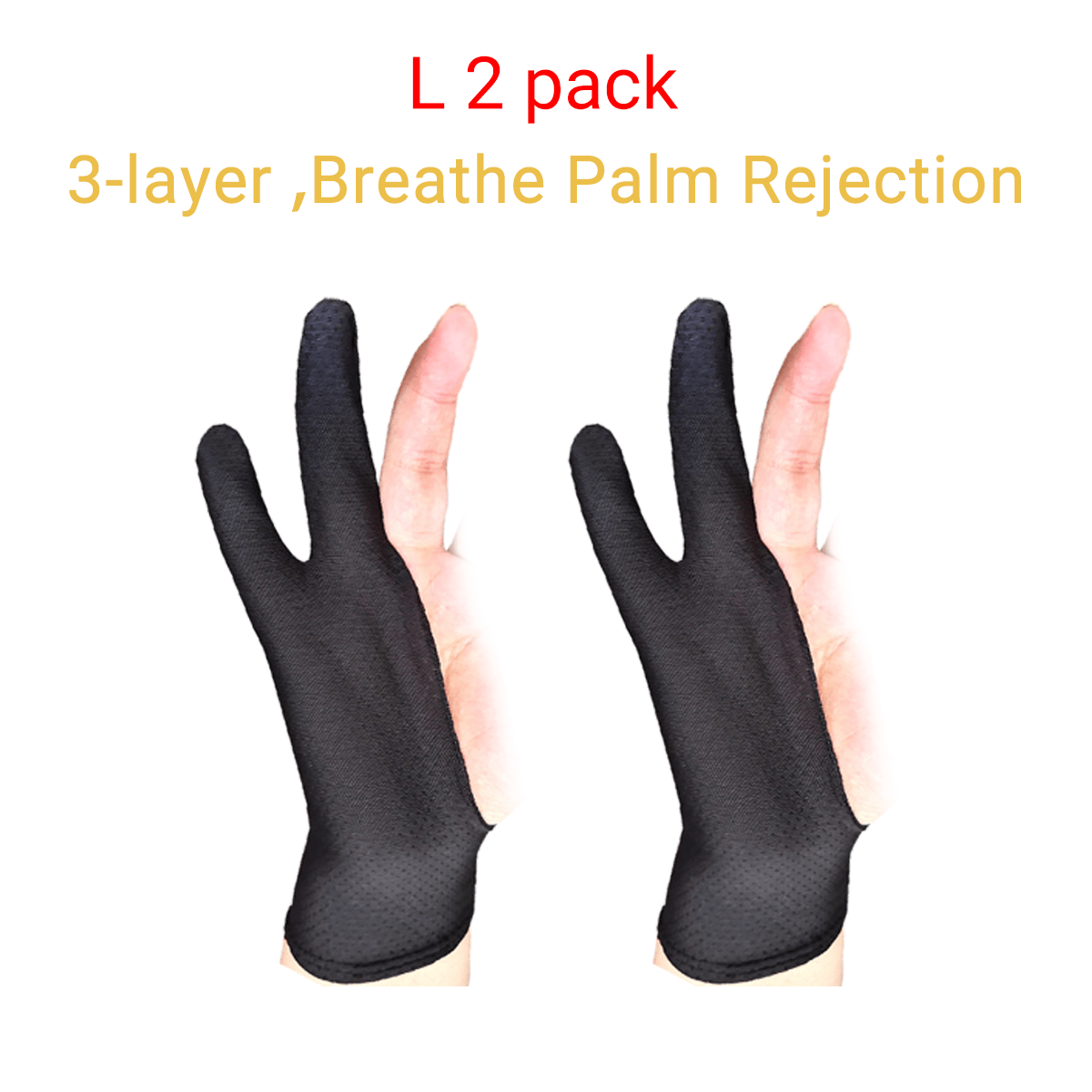 Advanced 3 Layers Two-Finger Artist Glove for Drawing Tablet, Paper Sketching, iPad, Art Glove Suitable for Left and Right Hand, Middle Size.,Temu