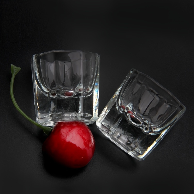 

2 Pcs Mini Glass Crystal Cup For Nail Art - Acrylic Liquid Powder Dappen Dish Bowl Glassware Nail Art Tools