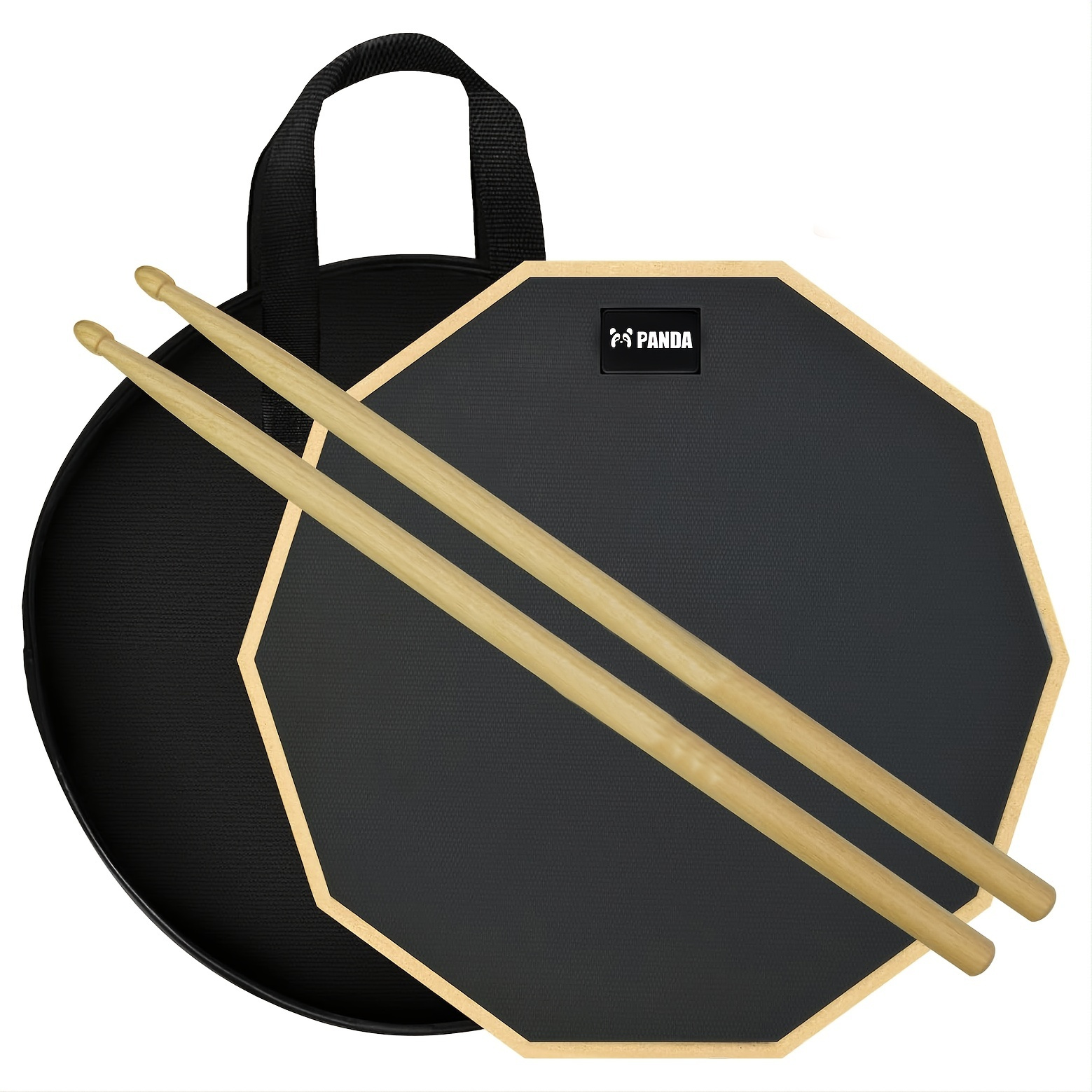 

Panda 12-inch Double Sided Silent Drum Practice Pad Set With Mute Tips, 5a Drum Sticks, And Storage Bag - Perfect For Realistic Drumming Practice