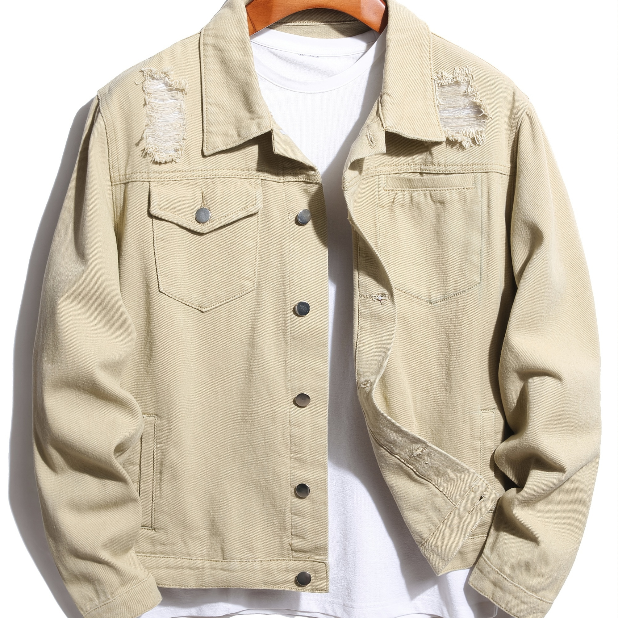 Men's Ripped Denim Jacket Casual Versatile Hip Hop Jacket | Quick ...