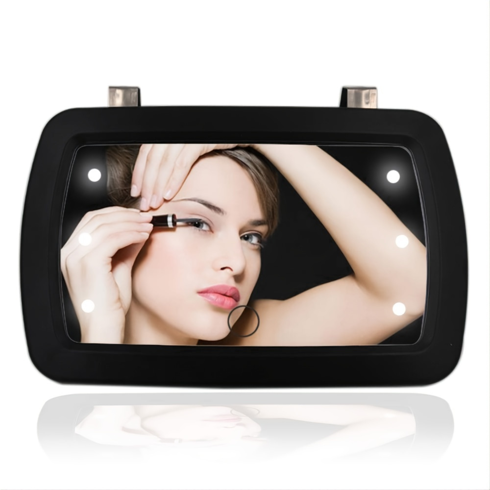 Car Three Folding Makeup Rhinestone Mirror, Car Sunshade Dressing