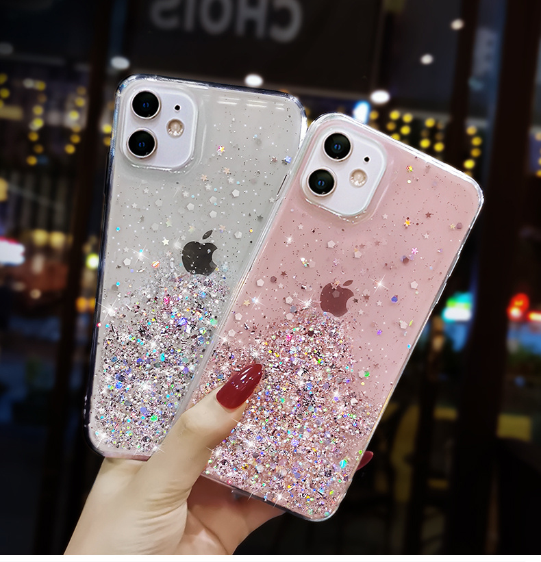 iPhone 13 Mini Clear Case - Sparkle Glitter Design