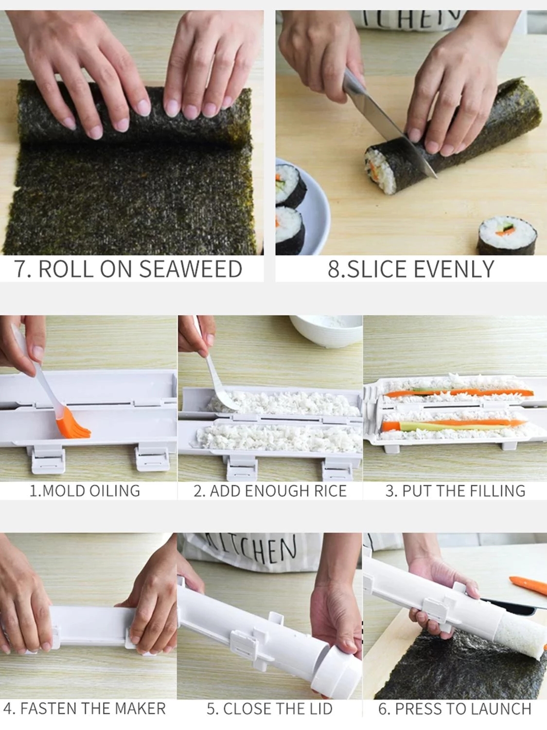 Sushi Maker Machine - Sushi Bazooka - DIY Sushi Roller Machine - Sushi  Roller Mold - Sushi Making Kit for Easy & Efficient Sushi Rolling