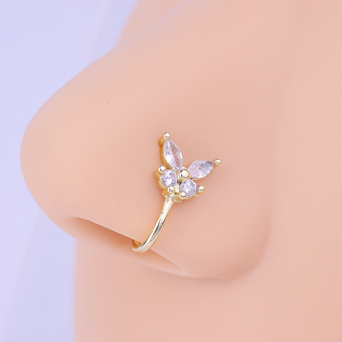 

Glamor Zircon Butterfly Nose Ring Women's Delicate Jewelry Nose Clip Wedding Decoration Gift