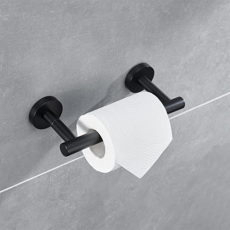 Matte Black Toilet Paper Holder, Double Post Pivoting Tissue Roll Holder  for Bathroom Kitchen Rv, SUS304 Stainless Steel Wall Mounted Detachable TP