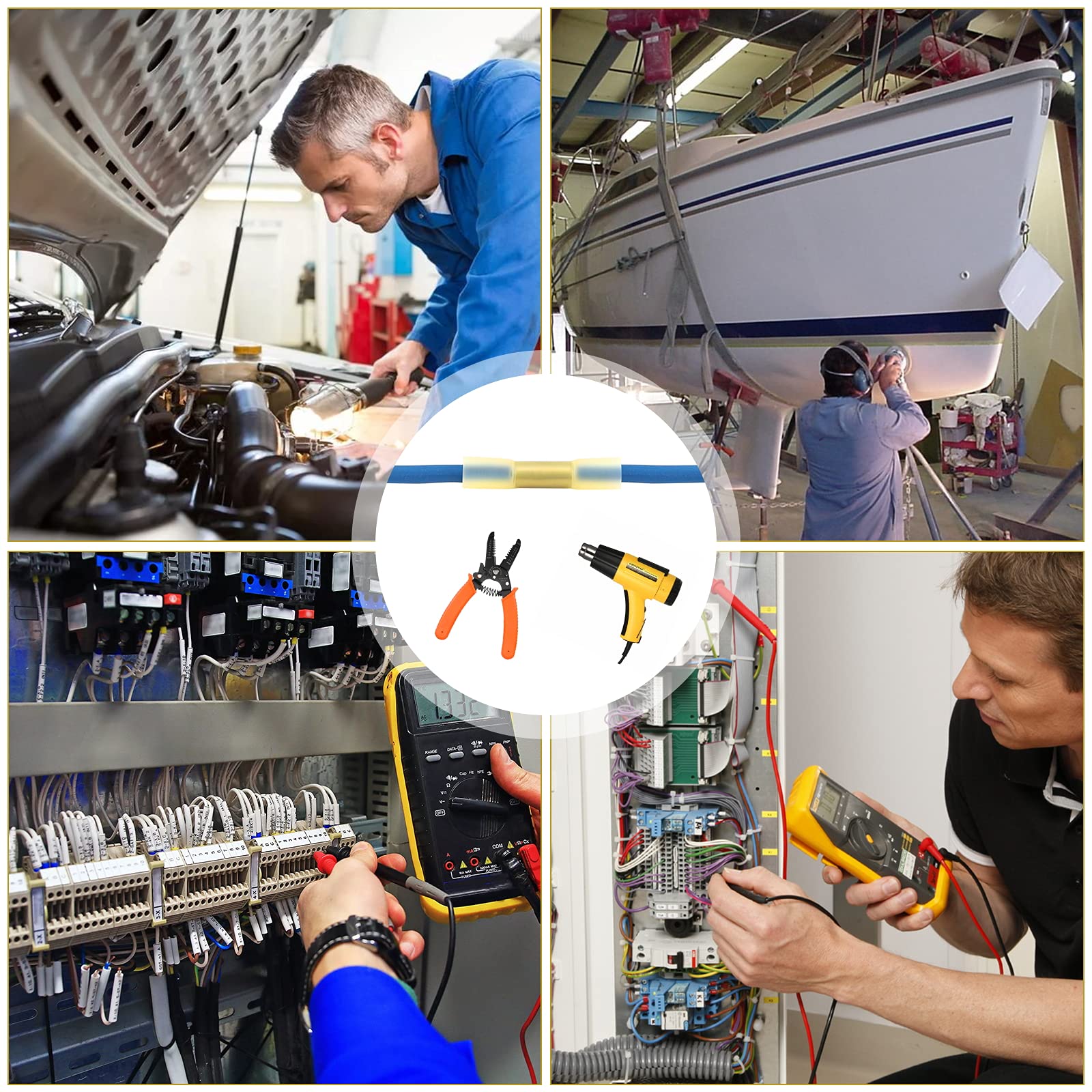 100pcs Marine Grade Heat Shrink Butt Connectors Kit Waterproof