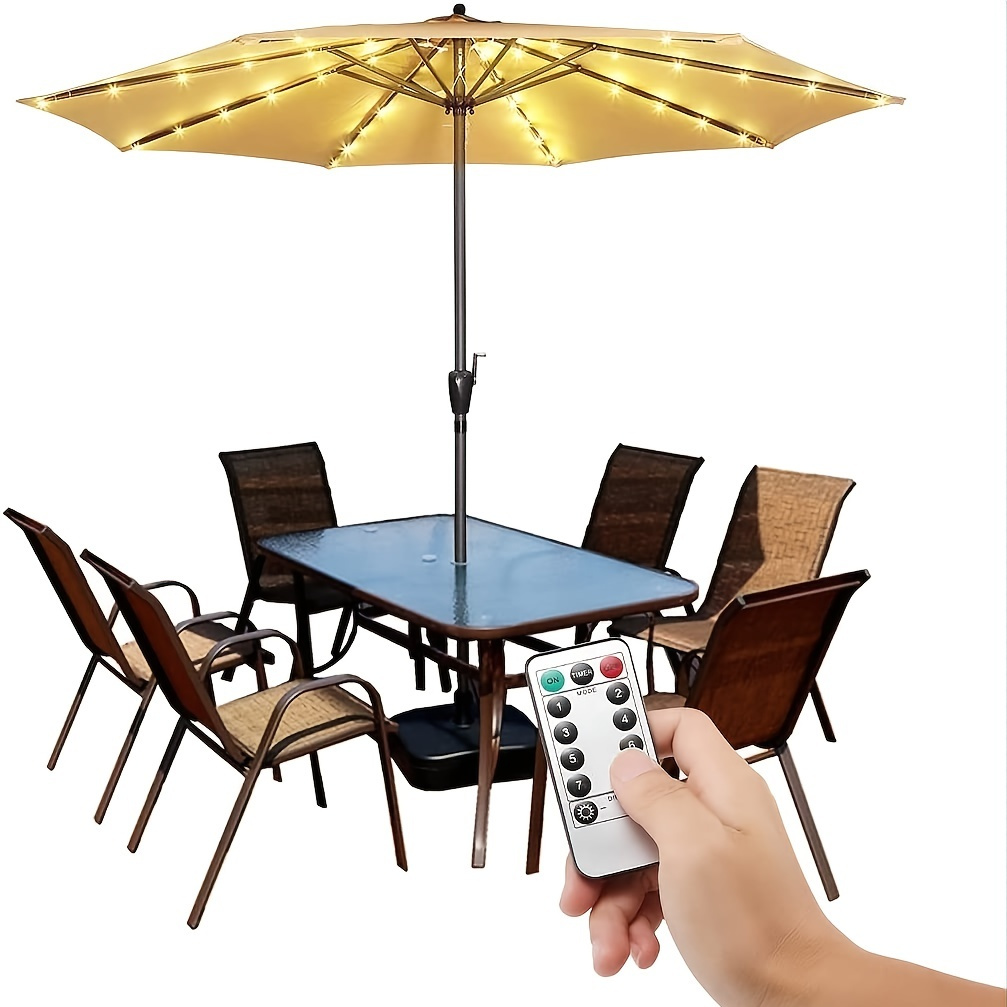 

Light Up Your Patio With This Cordless, Remote-controlled Led Umbrella Light - 8 Brightness Modes & Waterproof!