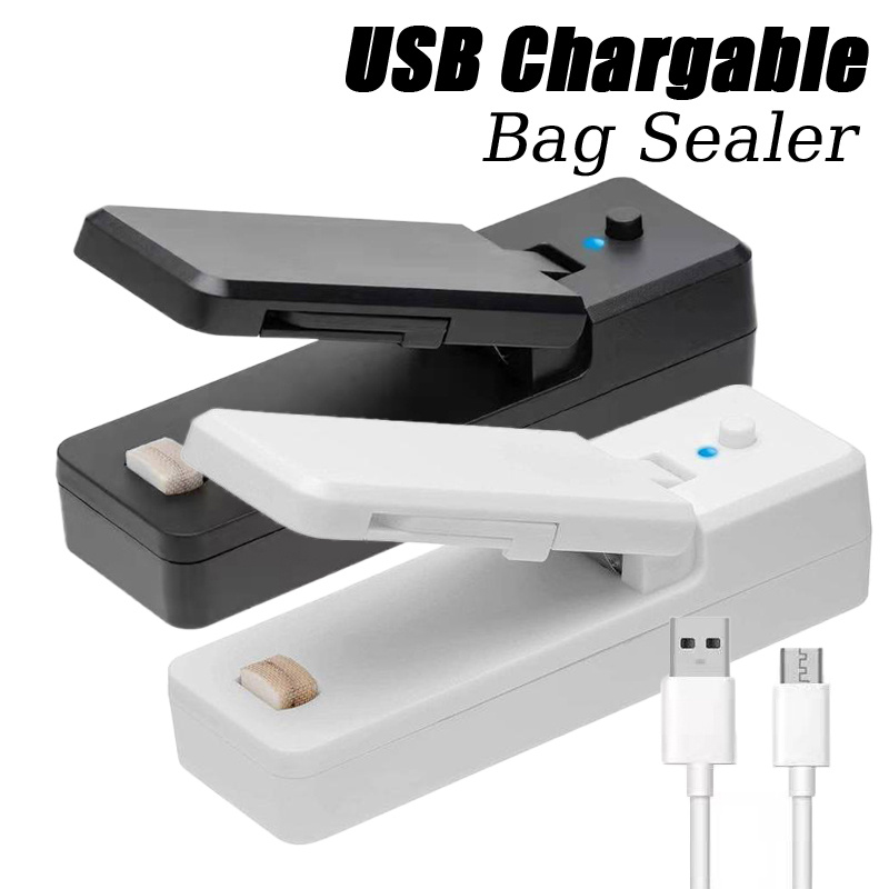 1pc 2 in 1 usb chargable mini bag sealer heat sealers with cutter knife rechargeable portable sealer for plastic bag food storage details 0