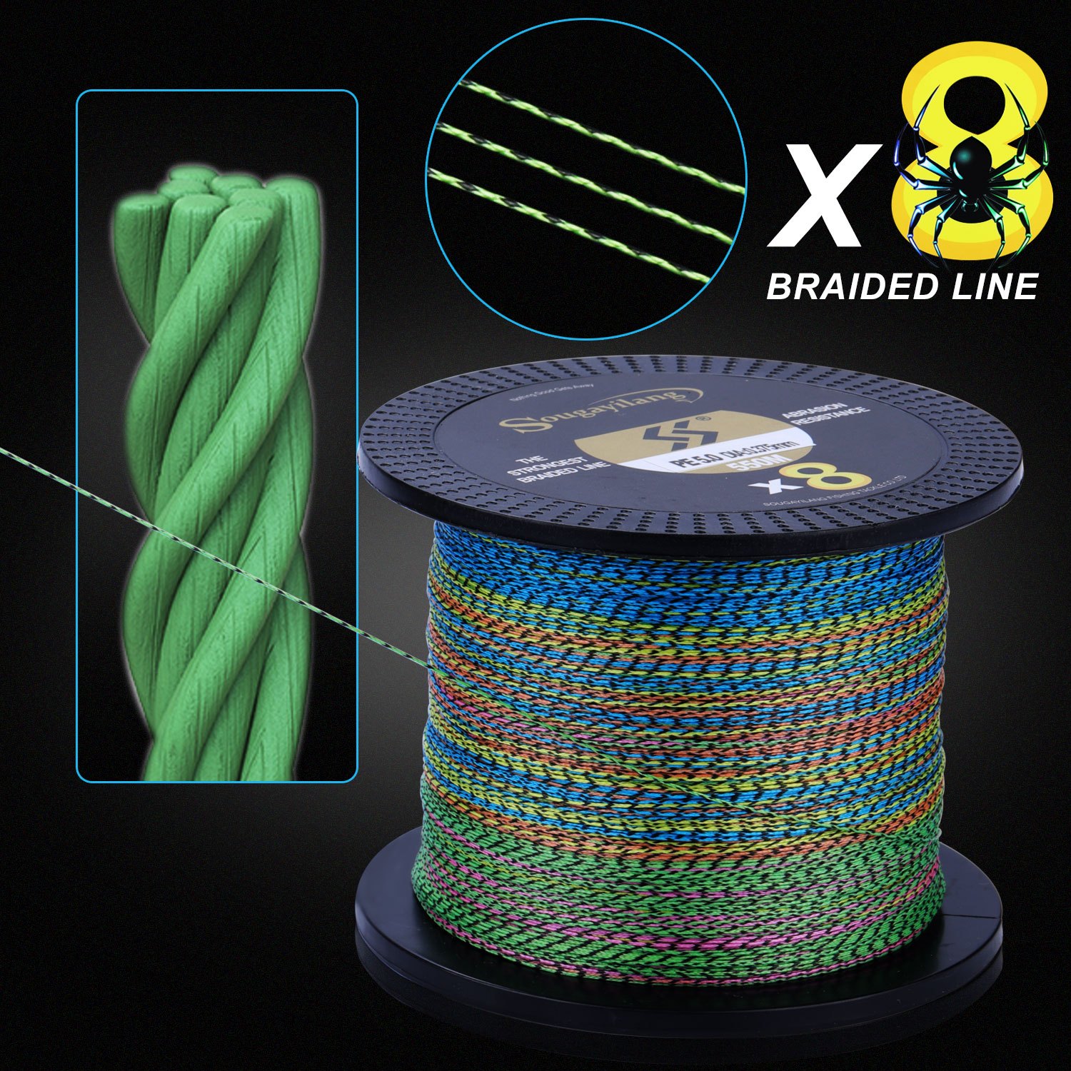 Sougayilang 8 Strands Speckle Pe Braided Fishing Line Strong - Temu Canada