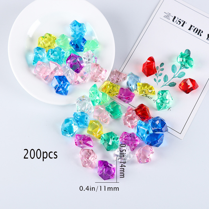 Fake Crystals 100PCS Acrylic Gems Clear Ice Rocks Plastic