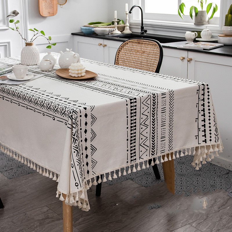 1pc Nappe, Tissu En Coton Lavable Sans Repassage, Couverture De Table De  Style Ethnique Rectangulaire Avec Franges, Nappe Imperméable Et Résistante  À L'huile, Décoration De Chambre - Temu Belgium