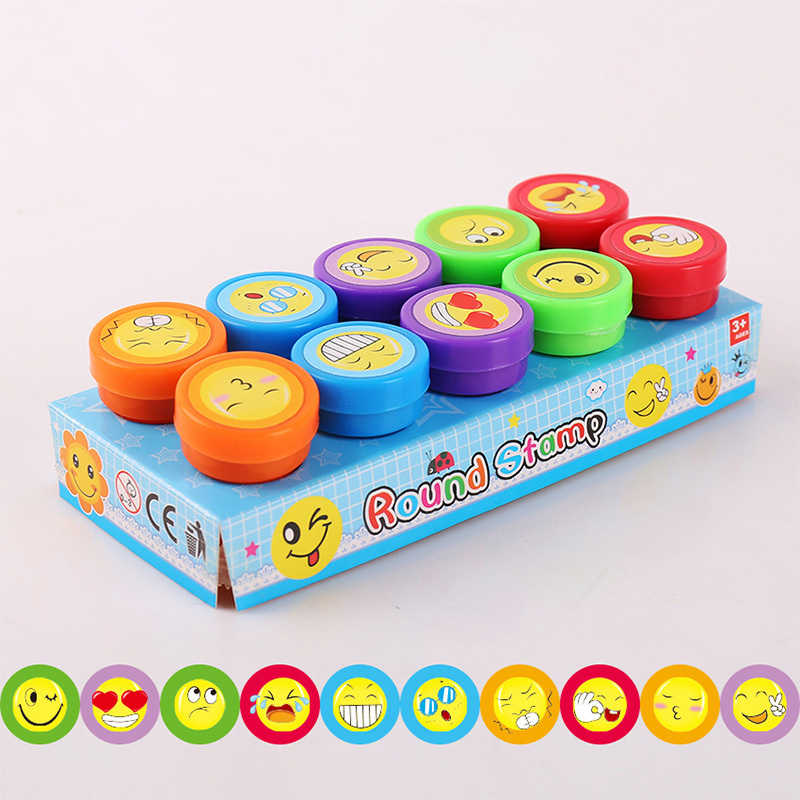 10PCS Cartoon Self-ink Stamps Toys Kids Birthday Party Favor Guest Souvenir  Kindergarten Giveaway Prizes Christmas Gifts Favor