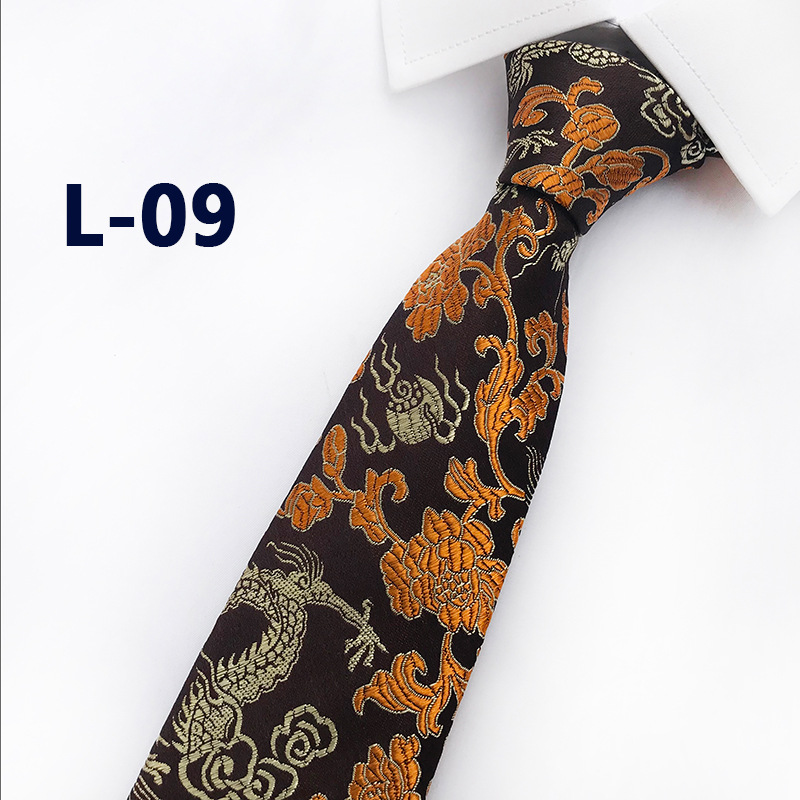 Men's Red Dragon Embroidered Tie