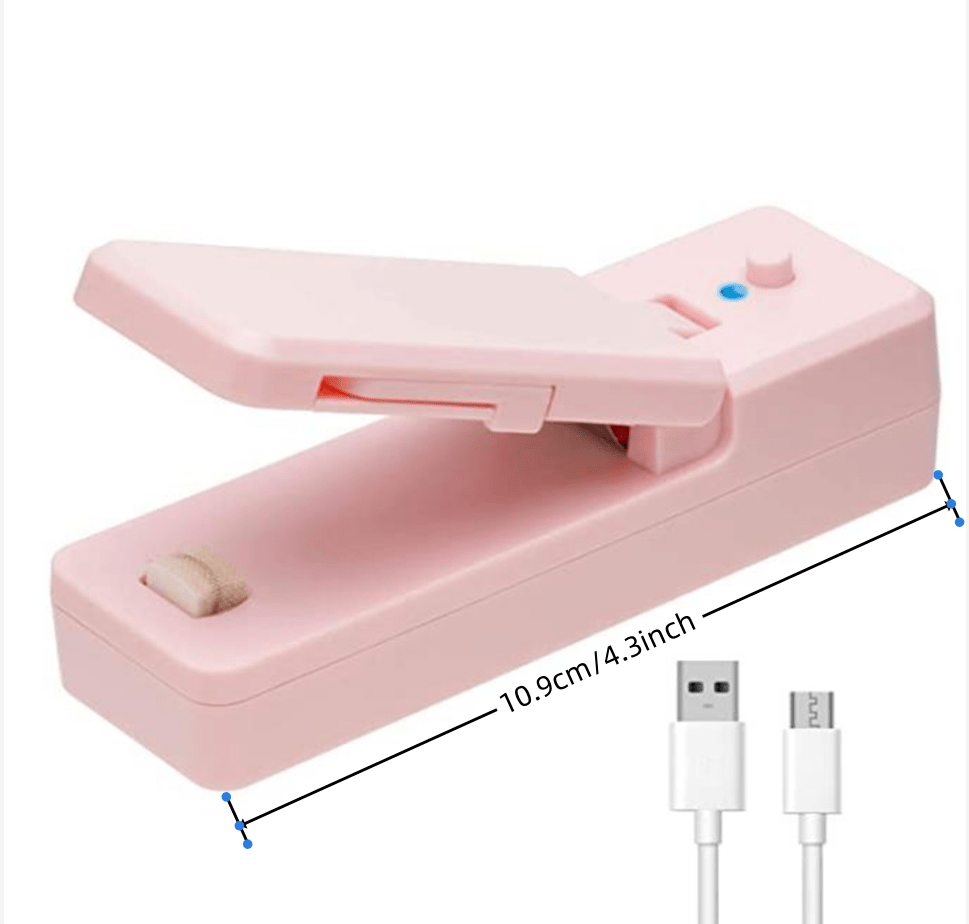 1pc 2 in 1 usb chargable mini bag sealer heat sealers with cutter knife rechargeable portable sealer for plastic bag food storage details 7