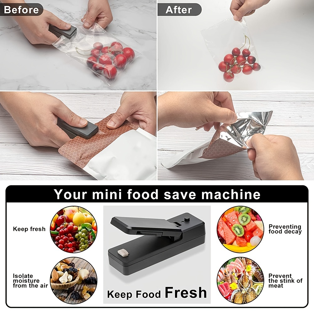 1pc 2 in 1 usb chargable mini bag sealer heat sealers with cutter knife rechargeable portable sealer for plastic bag food storage details 3