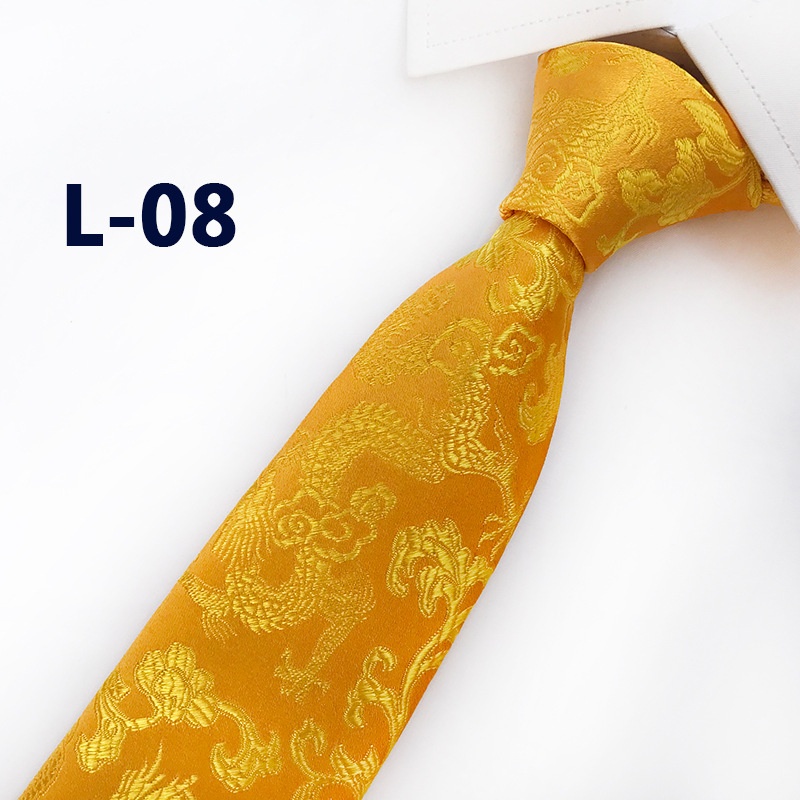 Men's Red Dragon Embroidered Tie