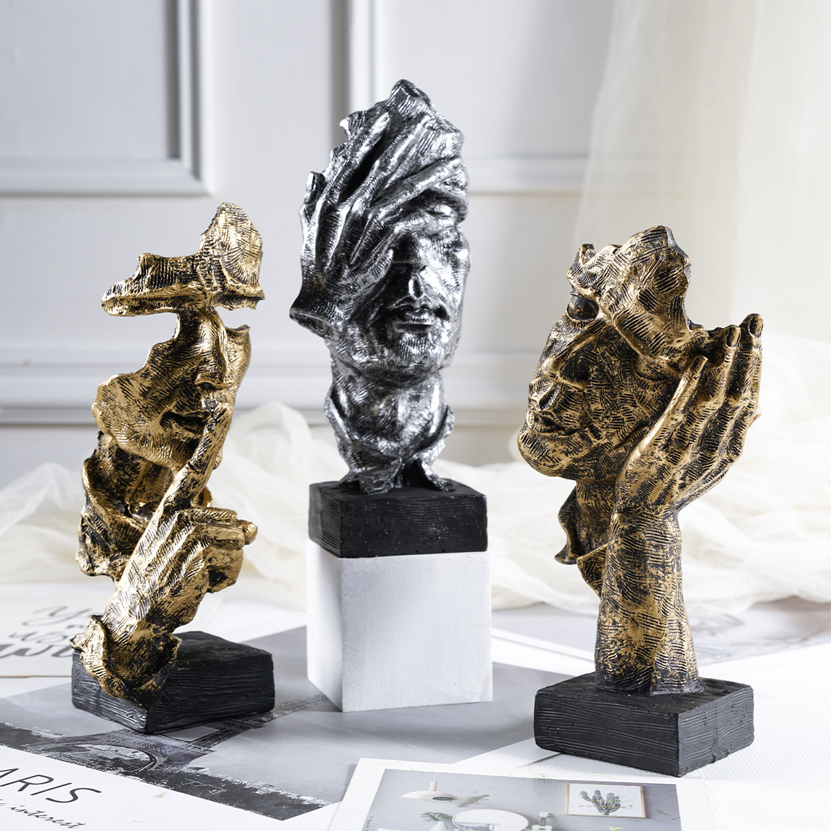 KILCVEM Objetos Decoracion Modernos - Adornos de Escultura de Personaje  Abstracto Creativo - Figuras/Ornamentos de Tecnología de Resina para Salon