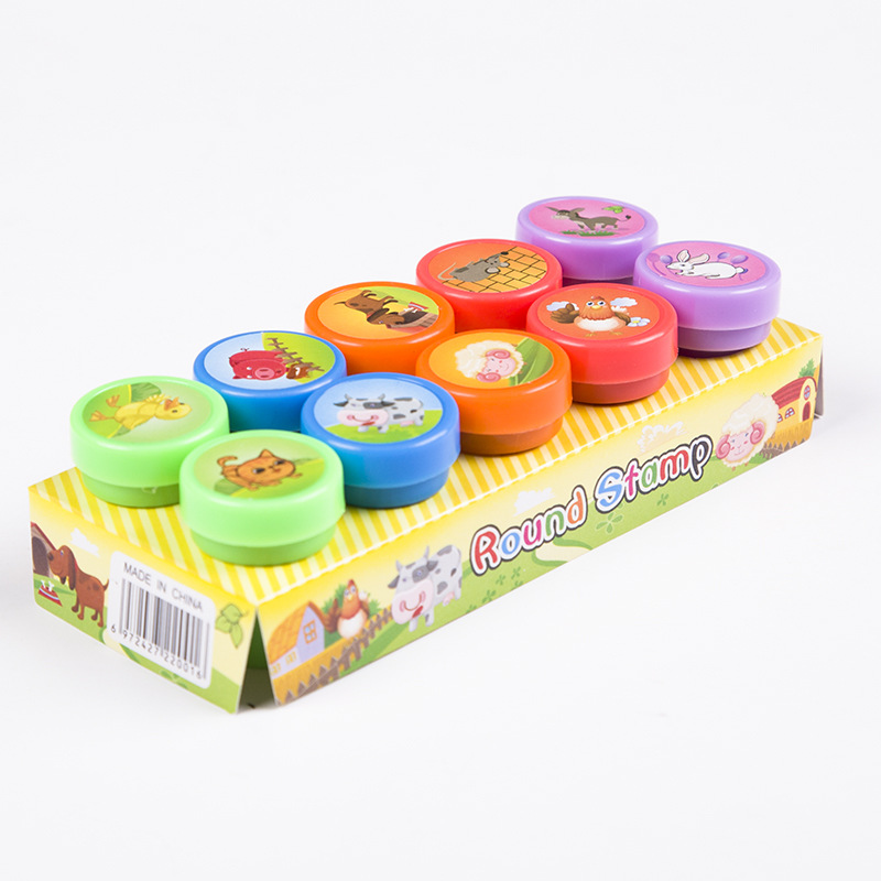 12Pcs/Box Children Toy Rubber Stamps Cartoon Fruits Kid Seal Diy