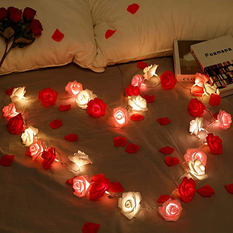 Led Rose String Lights, For Valentine\'s Day Wedding, Room Garden ...