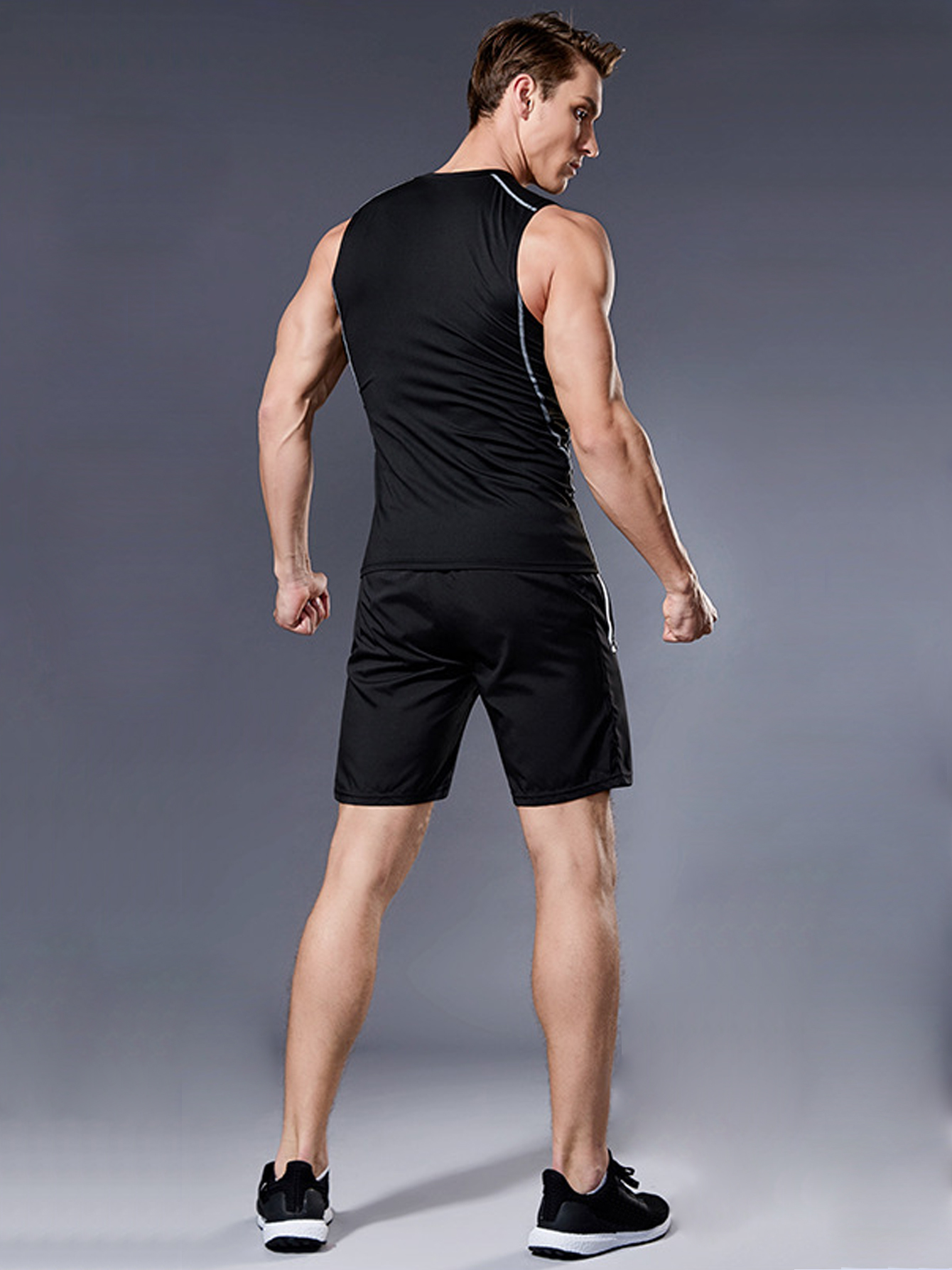 5pcs Men's Athletic Compression Tank Top, Base Layer Sports Vest for Running Jogging Basketball,Temu