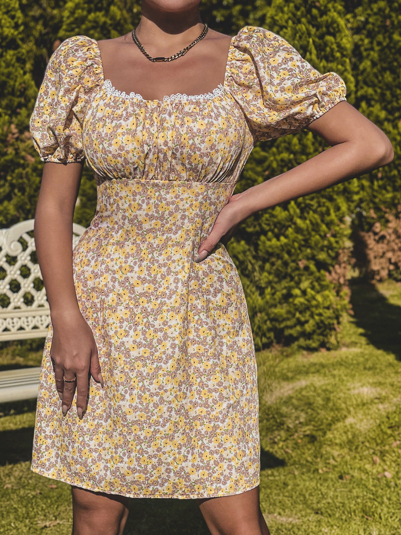 Women's Floral Midi Sundress 2025 - Short Sleeve Crew Neck Ruffled Maxi Dress With Belt For Vacation, Beach, Wedding Guest