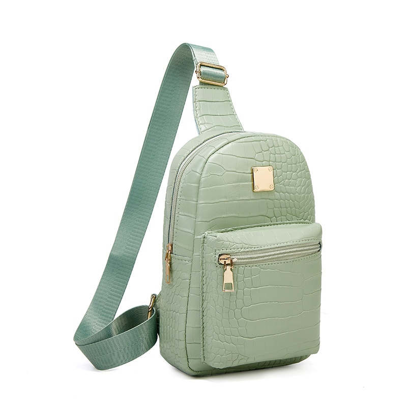 Mint Leather Croc Printed Zipper Mini Buckle Bag Crossbody Bags