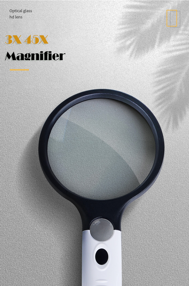 Magnifying Glass with Light,3X 45X Handheld Magnifier,LED Lighted  Magnifying Glass for Reading SmallPrints,Coins,Map,Jewelry,Hobbies & Crafts  