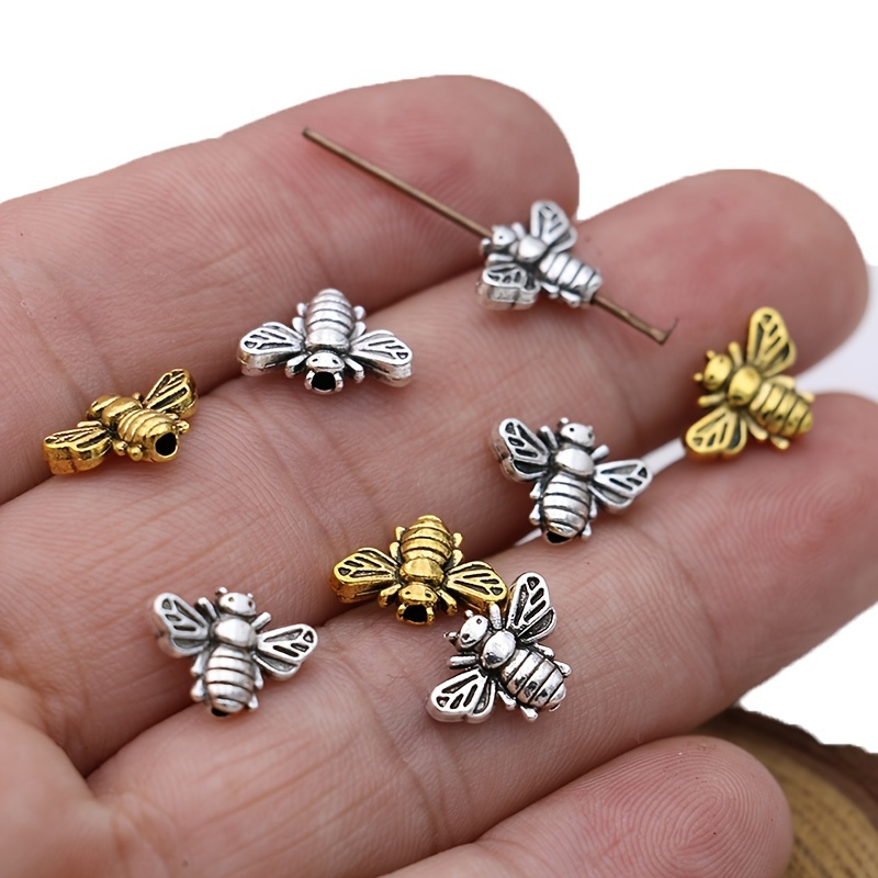 

Diy Handmade Craft 20pcs Golden Color Bee Loose Spacer Beads For Jewelry Making Bracelet Necklace