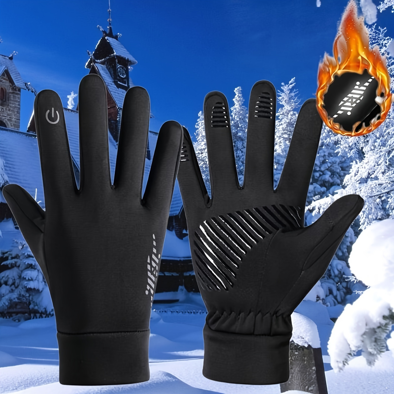 1 Pair (2 Pcs) Full Finger Gloves for Men, Warm and Waterproof Touch Screen Gloves for Winter Sports and Activities - Non-Slip Grip,XL