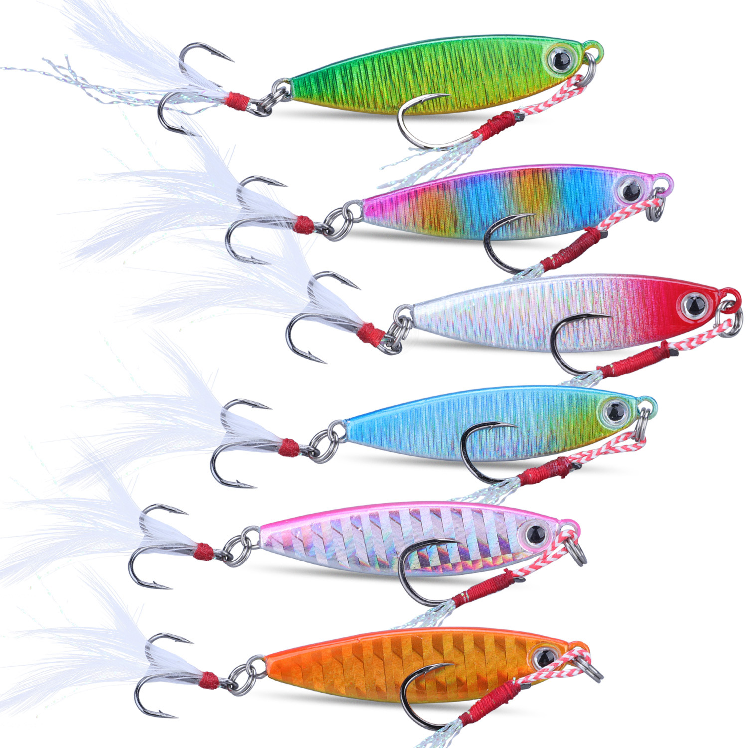 6pcs Metal Spoon Rooster Tail Fishing Lure With Jigs Hooks - Temu