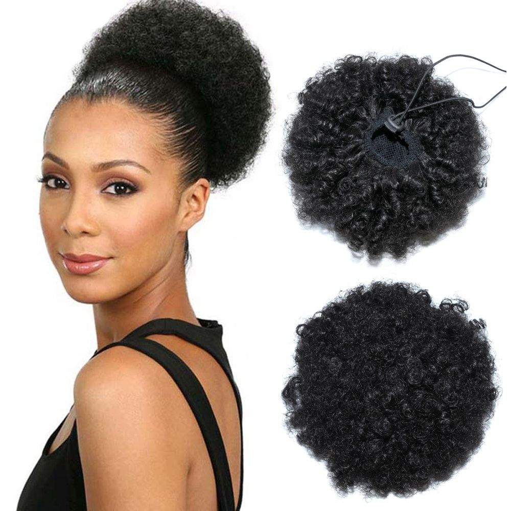 Afro Puff Drawstring Ponytail Extension - Kinky Curly Afro Bun 