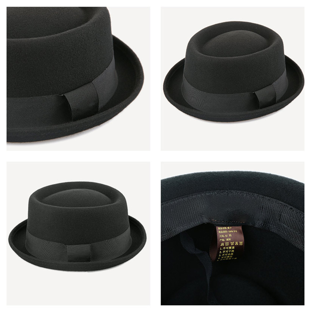 100 Wool Felt Mens Porkpie Hats Flat Porkpie Hat