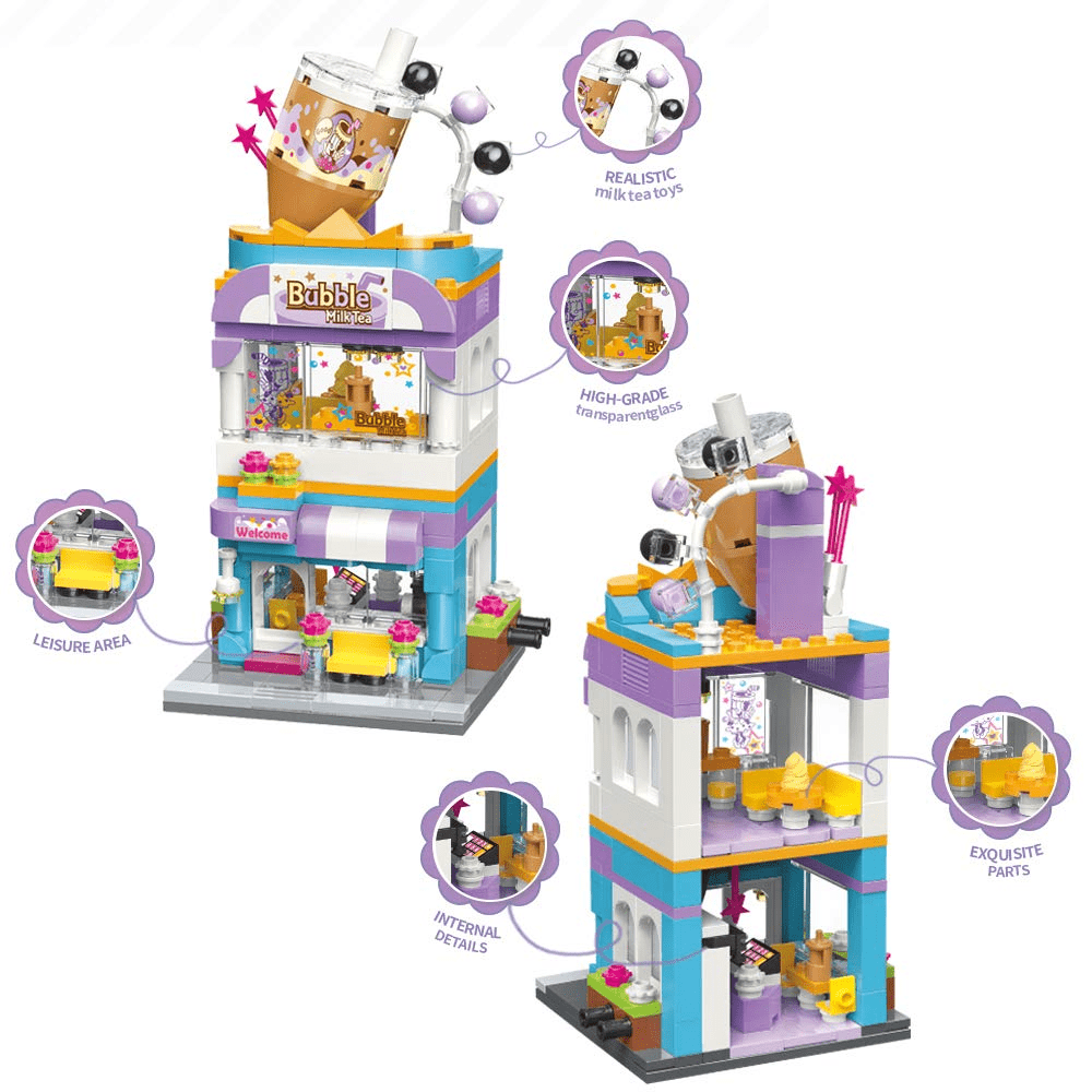 Girls Building Blocks Toy Creative Bubble Tea House Building - Temu ...