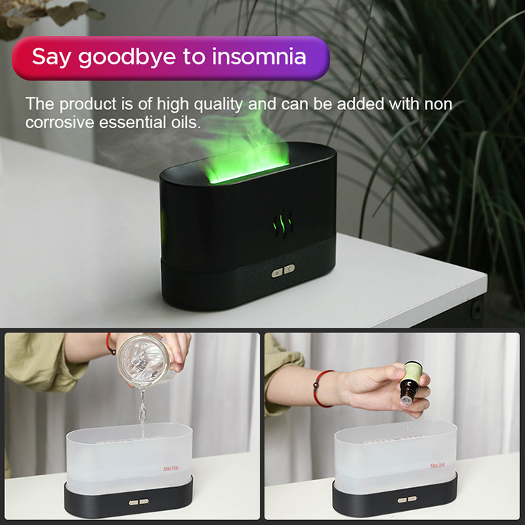 1pc portable cool mist usb led change color room h2o air fire flame humidifier aroma essential oil diffuser humidifier school supplies back to school dorm details 5
