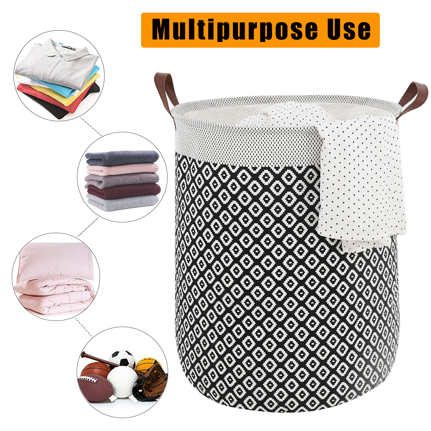 Laundry Baskets Leather Handles High Large Folding Round Temu New Zealand