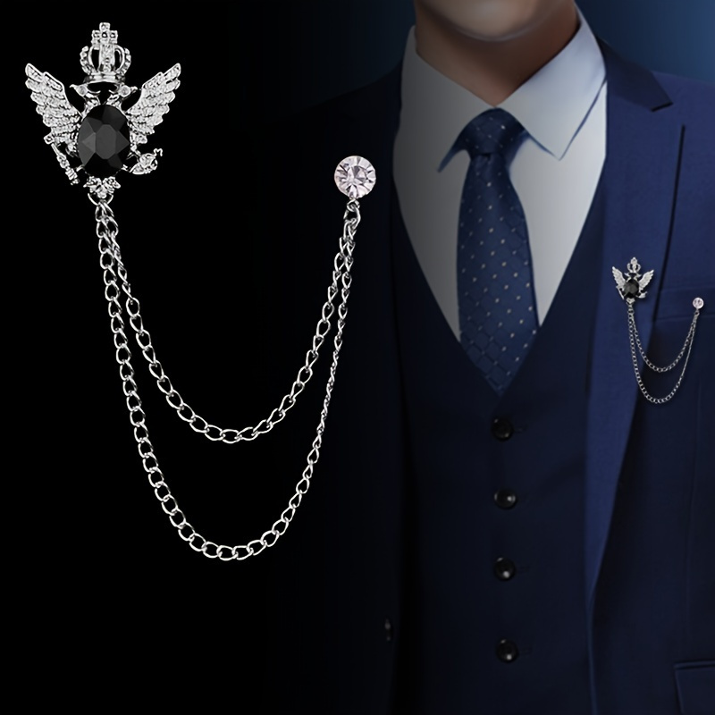 Men' Chain Herringbone Brooch Necktie Chain Button Attachment Tie Clip