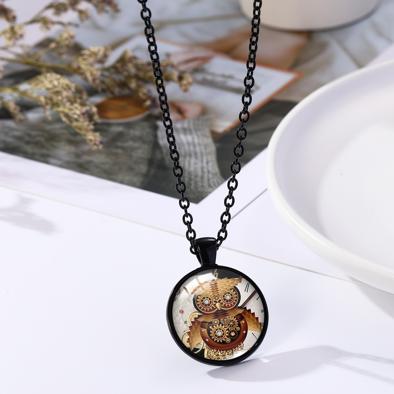 steampunk owl necklace