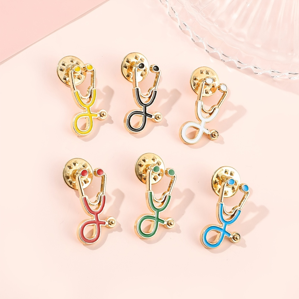 

Doctors Nurses Mini Stethoscope Shaped Brooches Pins Jackets Coat Lapel Pin Bag Button Collar Badges Gifts Jewelry