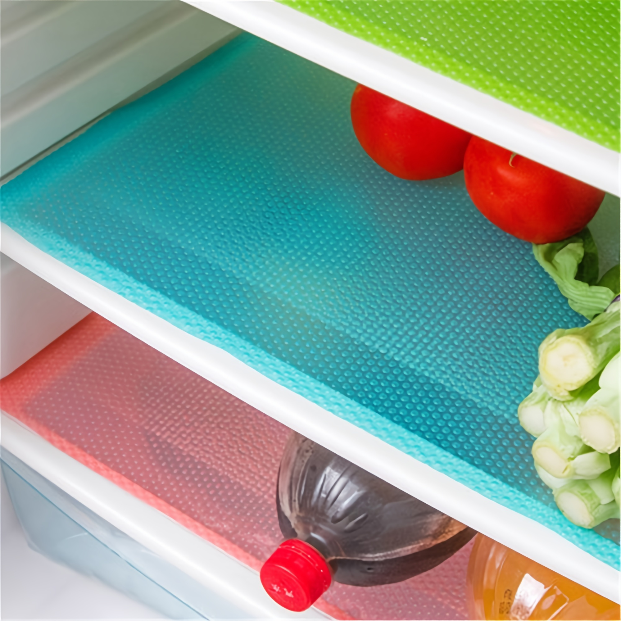 

4pcs Refrigerator Liners Mats: Washable, Waterproof & Oilproof - Perfect For Shelves, Freezer, Cupboard, Cabinet & Drawer!