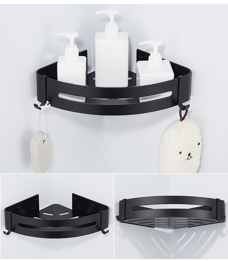 Bathroom Shelf Organizer Shower Storage Rack Black Corner - Temu