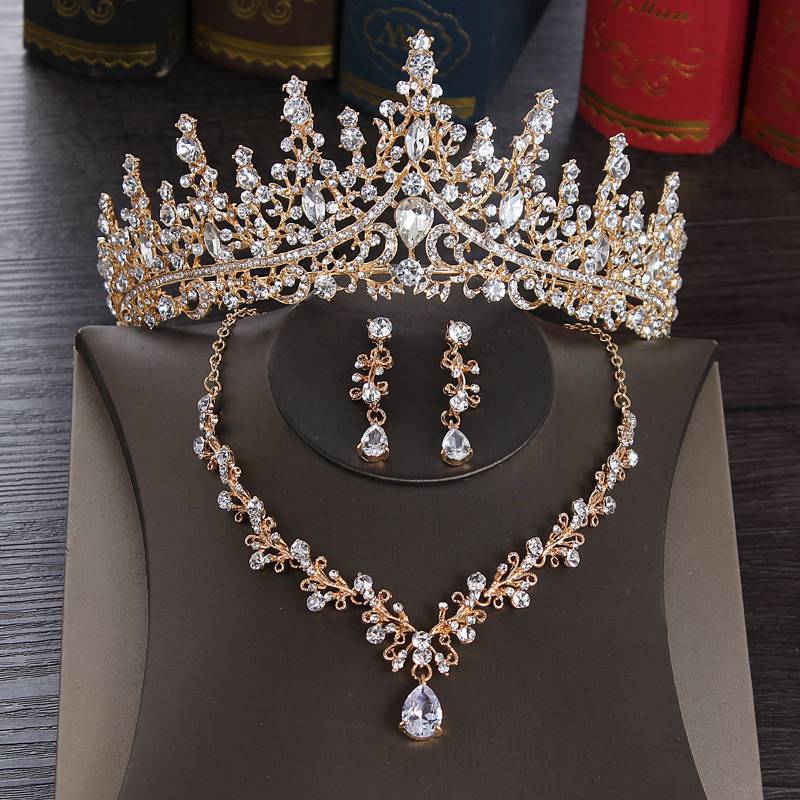 Luxury Silvery Crystal Bridal Jewelry Set Rhinestone Tiara - Temu