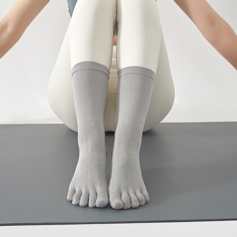 Crew Toes Split Grip Socks Solid Color Non slip Fitness - Temu