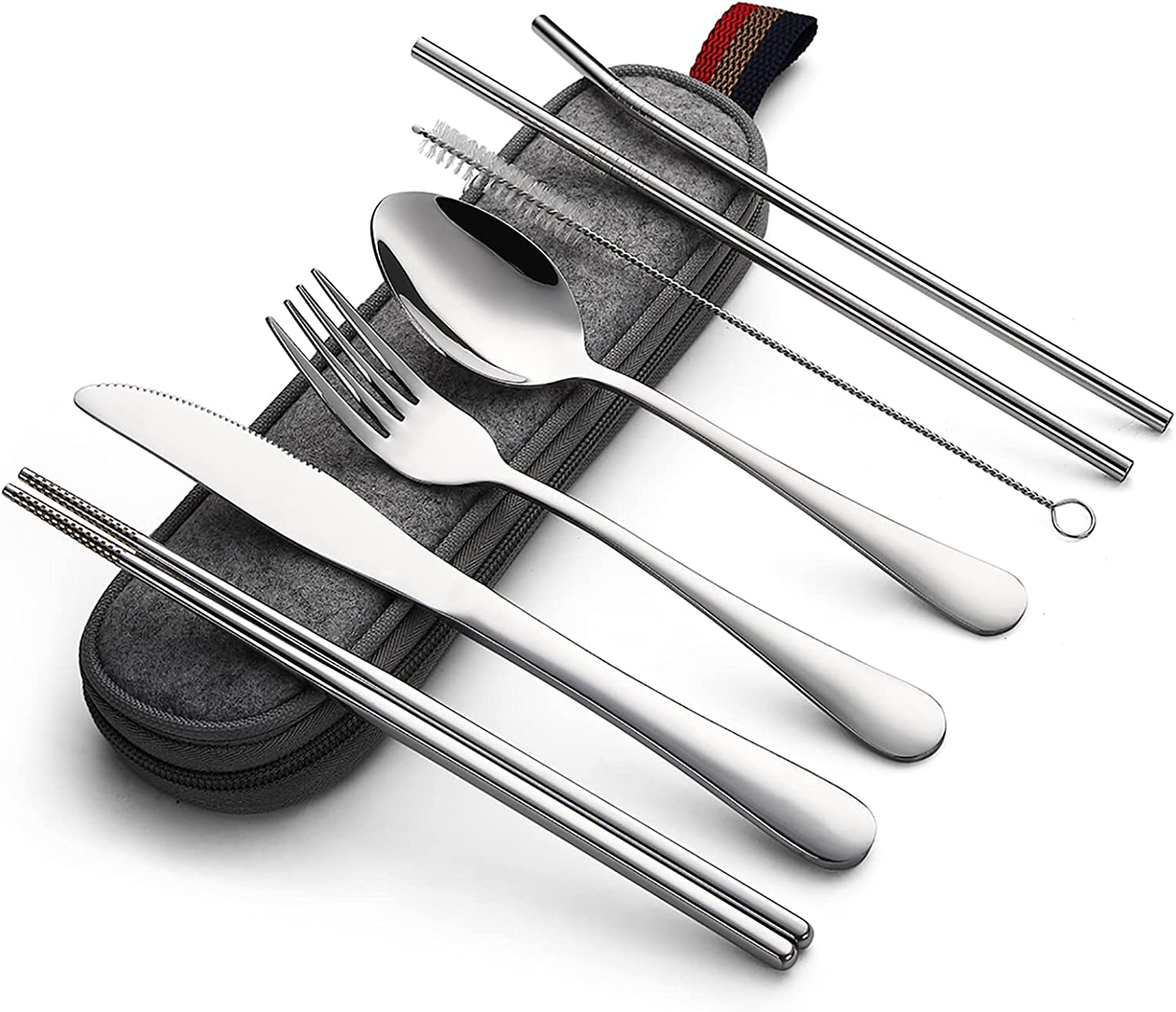  2 Pcs camping flatware forky kit stainless steel silverware  portable utensil kit camping utensils camping cutlery tool durable picnic  utensil camping foldable fork folding spoon : Sports & Outdoors