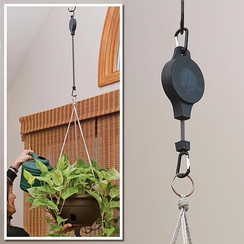 2pcs Retractable Hanger,hanging Basket Pulley,adjustable Heavy Duty Plant  Pulley Hook Baskets Pull Down Hanger Garden Plant Pot Hooks For Plants And  B