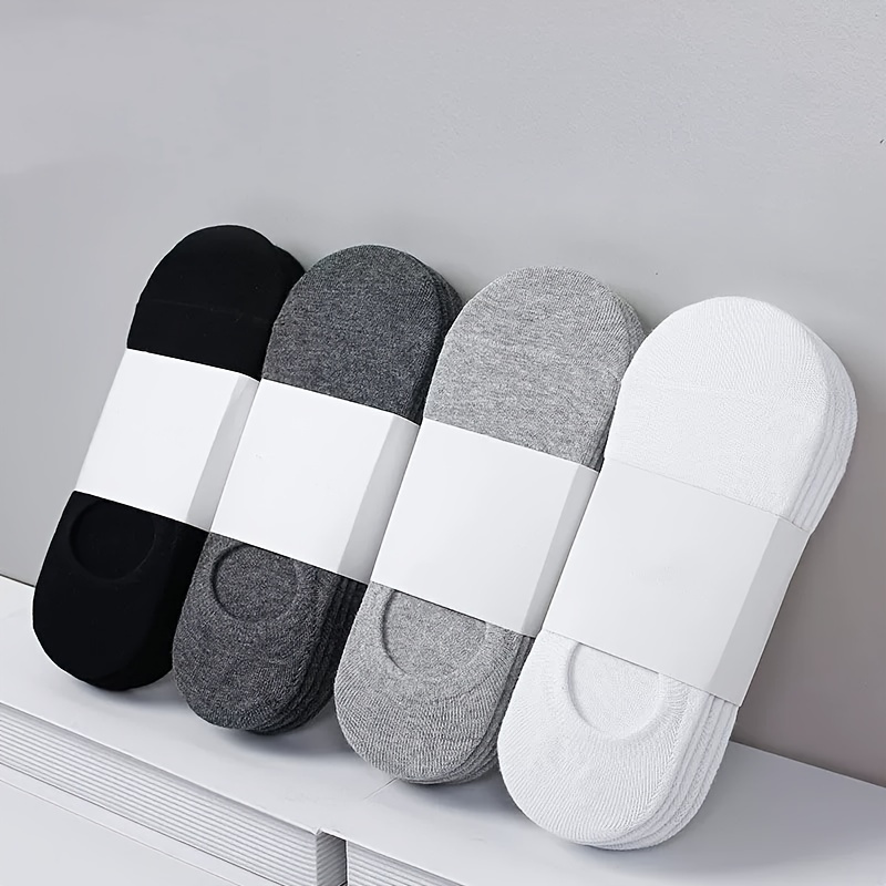

3/5/10 Pairs Men's Cotton Blend Plain Color Breathable Sweat Resistant Anti-odor No Show Socks