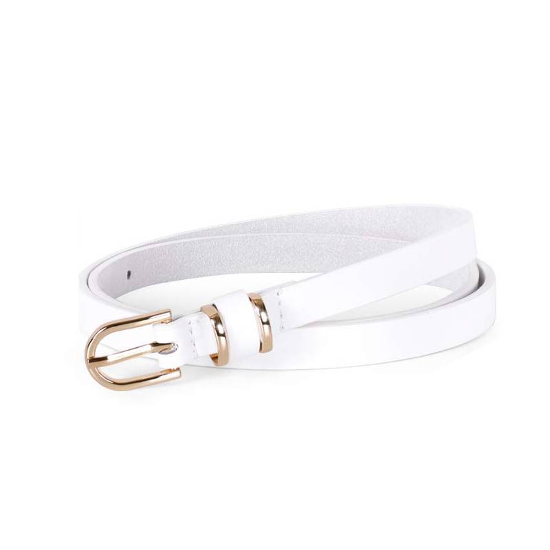 Narrow belt with studs - White/Gold-coloured - Ladies