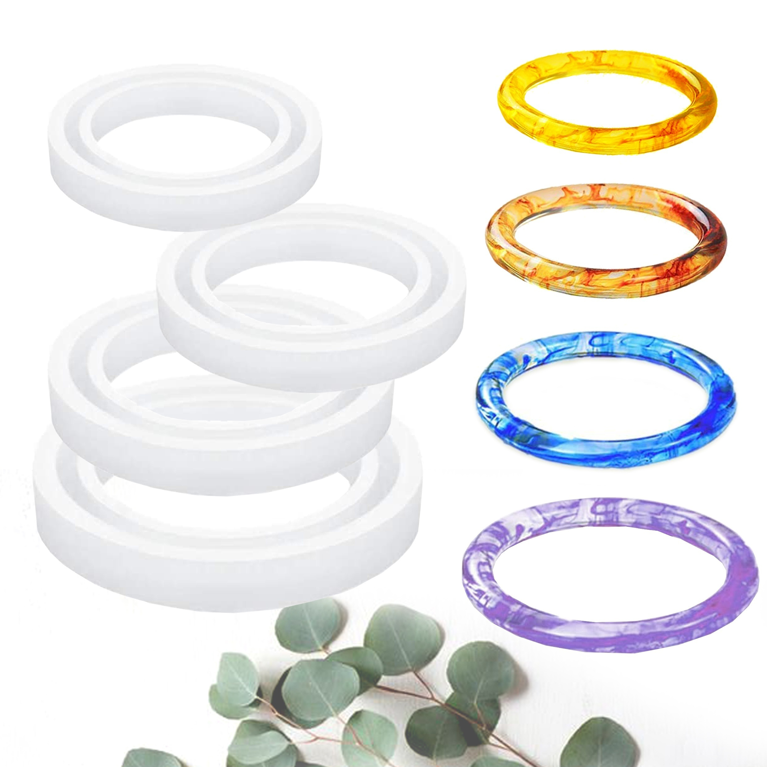 

Moule en silicone rond Moule en époxy cristal pour bracelet de résine DIY Moules de bracelet en silicone Moule de coulée de résine pour la fabrication de bijoux DIY (4 tailles)