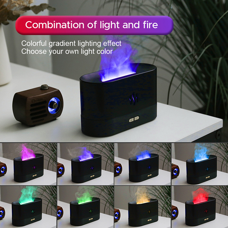 1pc portable cool mist usb led change color room h2o air fire flame humidifier aroma essential oil diffuser humidifier school supplies back to school dorm details 4