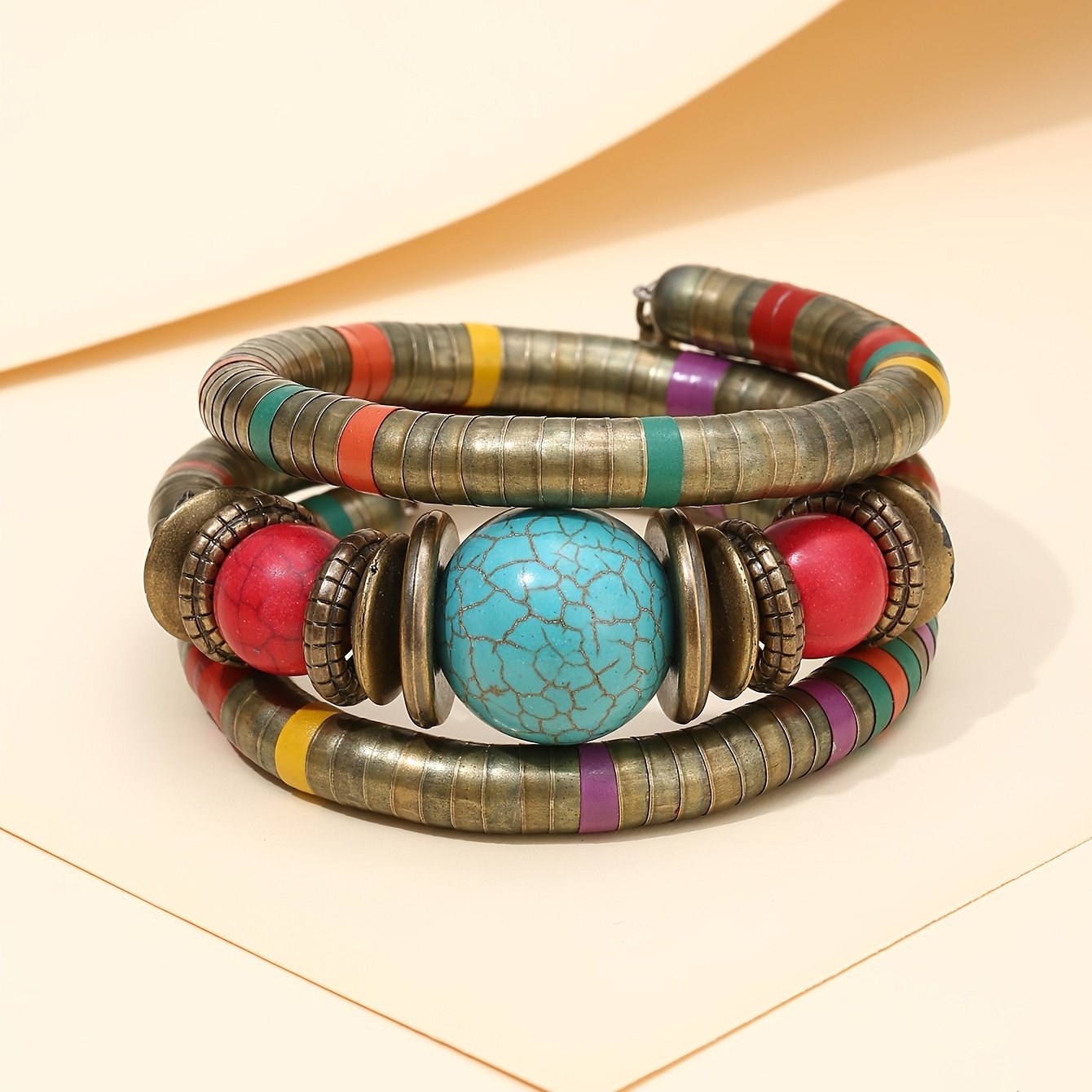 

Vintage Bohemian Ethnic Style Chunky Wrapped Bangle African Bracelet Ladies Ornaments