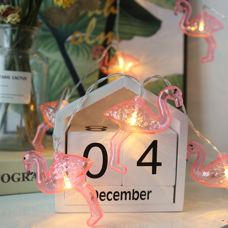 battery operated flamingo string lights